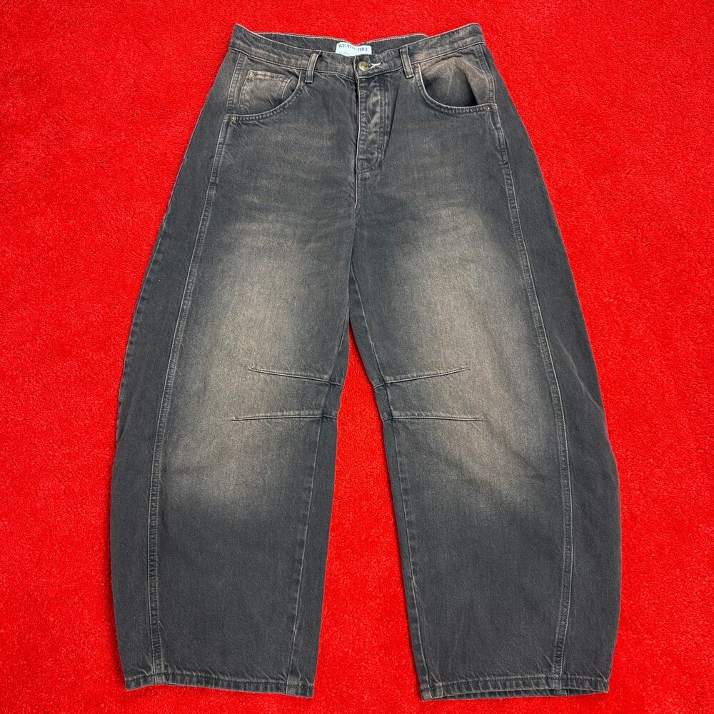 We The Free Good Luck Mid-Rise Barrel Jeans Black Red 28